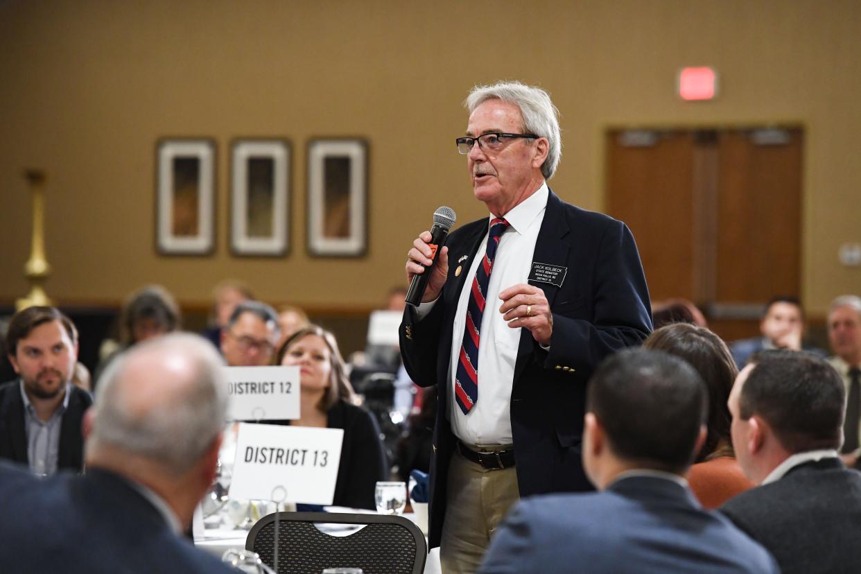 Sen. Jack Kolbeck speaks at a breakfast hosted by the Chamber of Commerce on Thursday, Jan. 9, at the Best Western Plus Ramkota Hotel in Sioux Falls. 