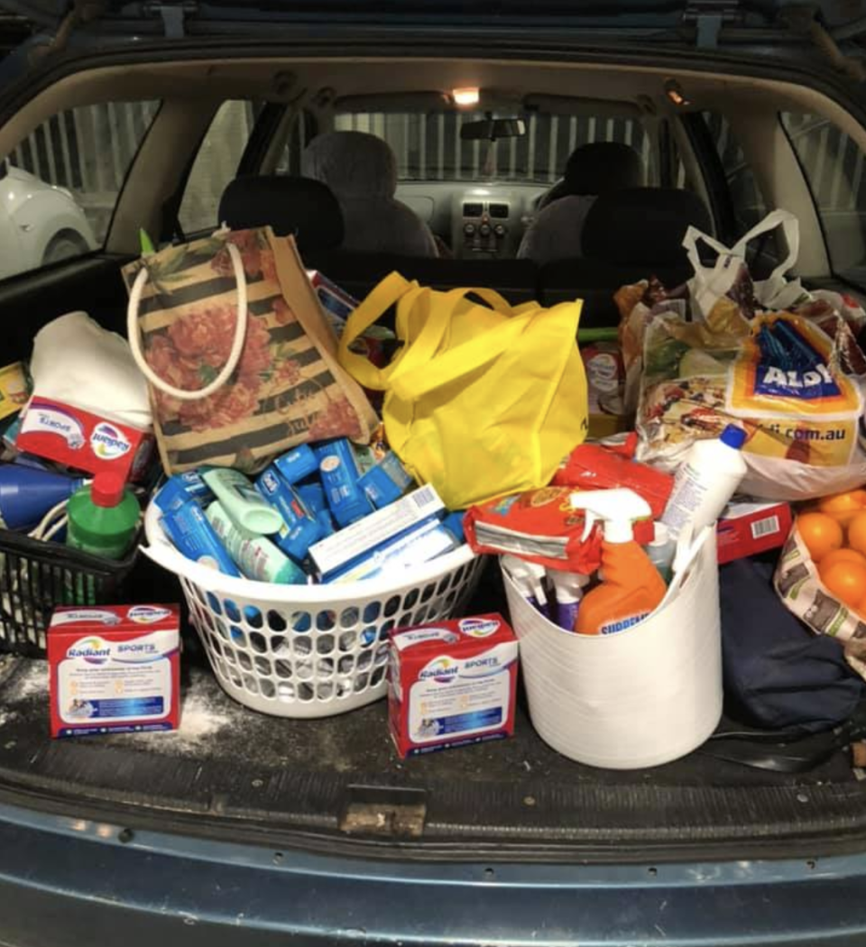 A car packed with supplies ready to go inland from the Central Coast. Source: Supplied