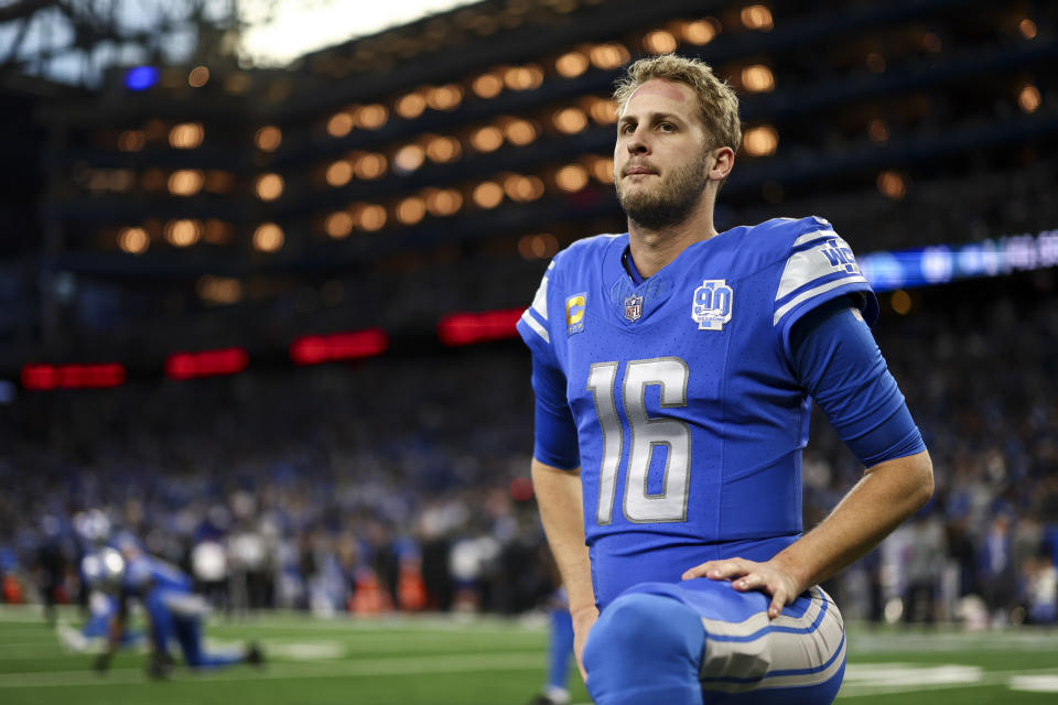 Jared Goff is the second highest paid player in NFL history, in terms of average per year. (Photo by Kevin Sabitus/Getty Images)