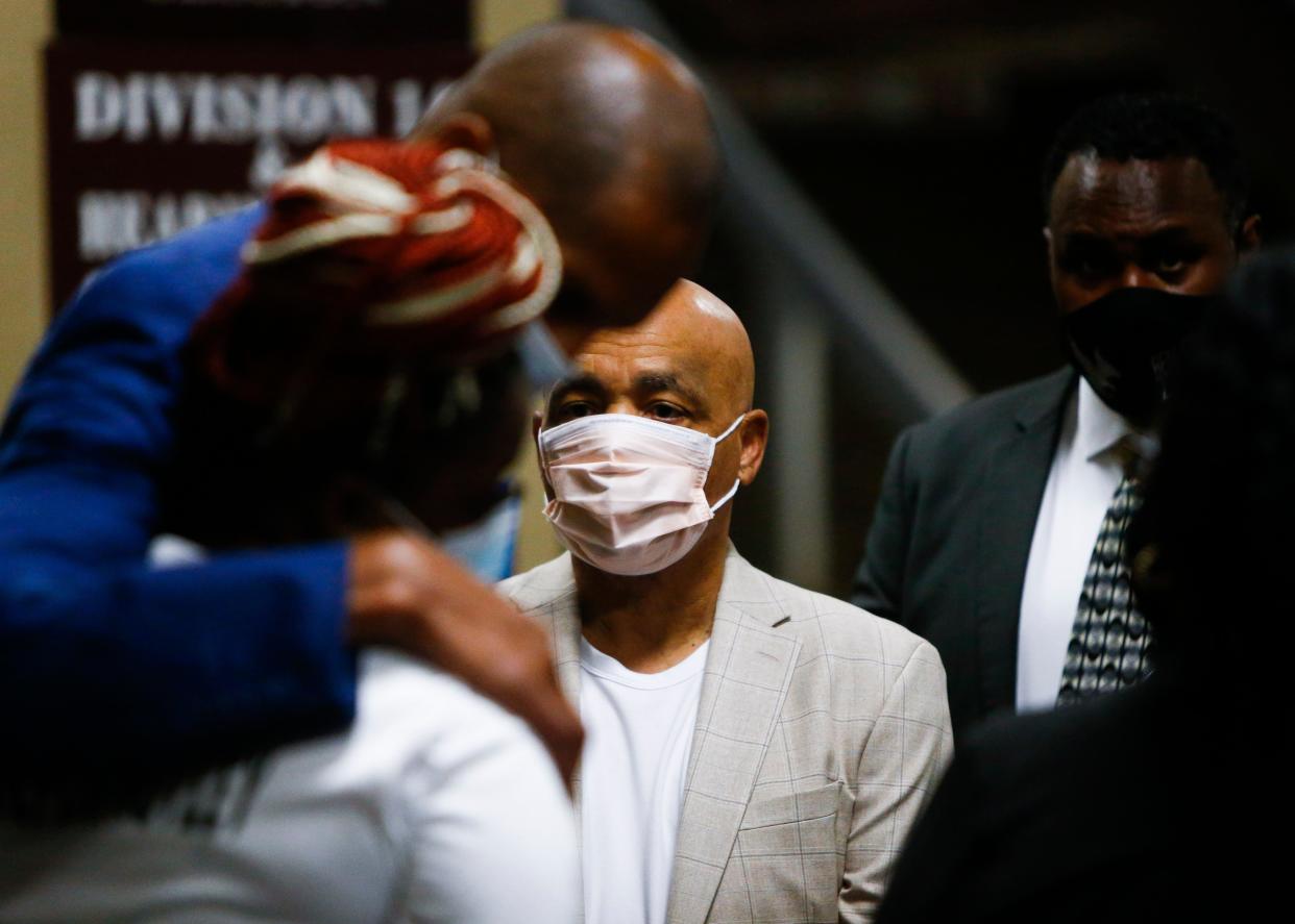 Alvin Motley Sr., the father of 48-year-old Alvin Motley who was allegedly shot and killed by Gregory Livingston, the guard at an East Memphis Kroger Fuel Center on August 7, is seen at Shelby County Criminal Court on Tuesday, Sept. 28, 2021.  