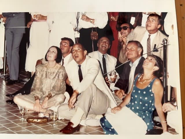 Mary McFadden, Oscar de la Renta, Kal Ruttenstein and Bill Blass in the crowd at the Willow Grove, Pennsylvania opening.