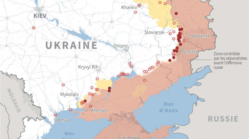 Carte de la situation en Ukraine au 5 octobre.