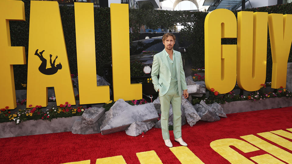 Ryan Gosling Wore a Custom Mint Green Gucci Suit to ‘The Fall Guy’ Premiere