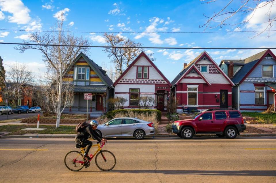 A row of homes in the Mile High City. Alamy Stock Photo