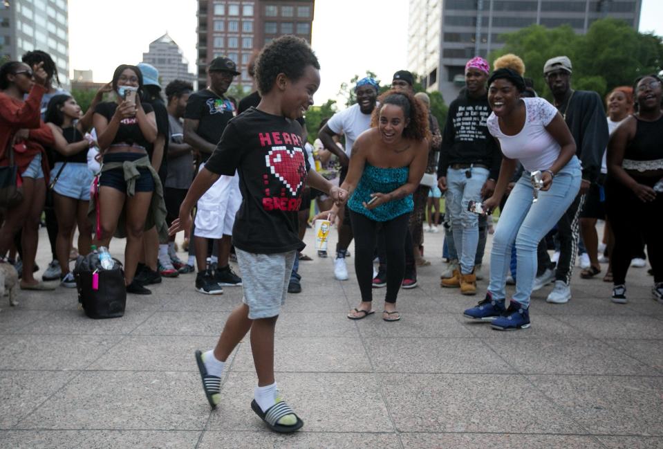 People came together to celebrate Juneteenth at a block party in front of the Statehouse in 2020.