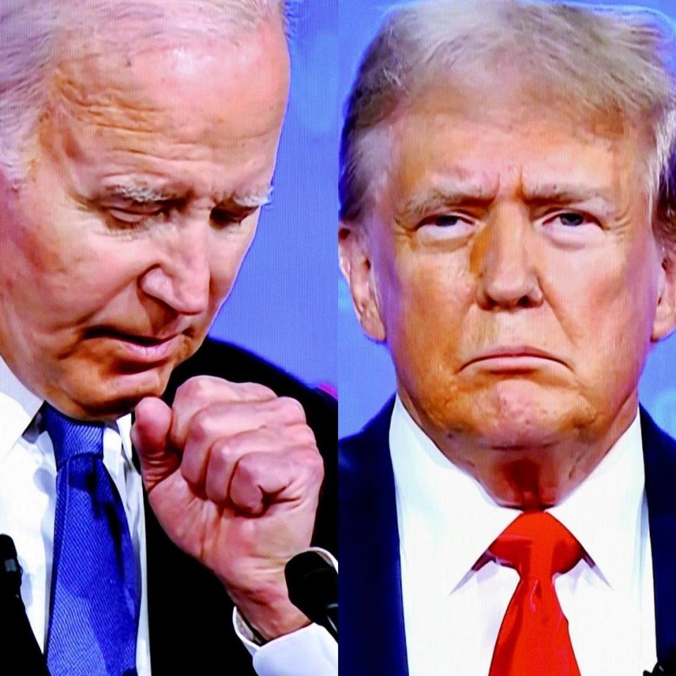 President Joe Biden, left, and former President Donald Trump at their debate in Atlanta June 27, 2024.