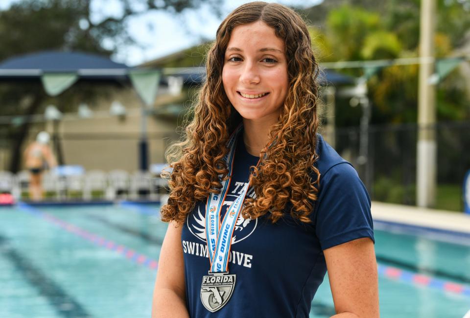 Natalie Doig of Holy Trinity is Florida Today’s All Space Coast Swimmer of the Year. She was photographed at Gleason Park pool Thursday, December 21, 2023. Craig Bailey/FLORIDA TODAY via USA TODAY NETWORK