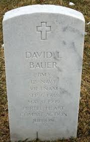 The headstone for David Bauer. He completed suicide in 1999. In a letter to the director of the Bucks County Veterans Office Bauer asked to be buried in a veterans cemetery.