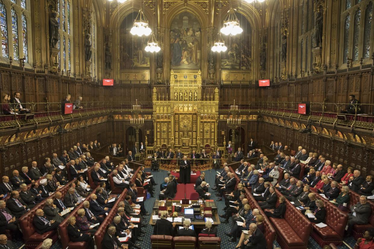 Conservatives in the upper chamber are also heavily outnumbered by Labour and the Lib Dems: Getty