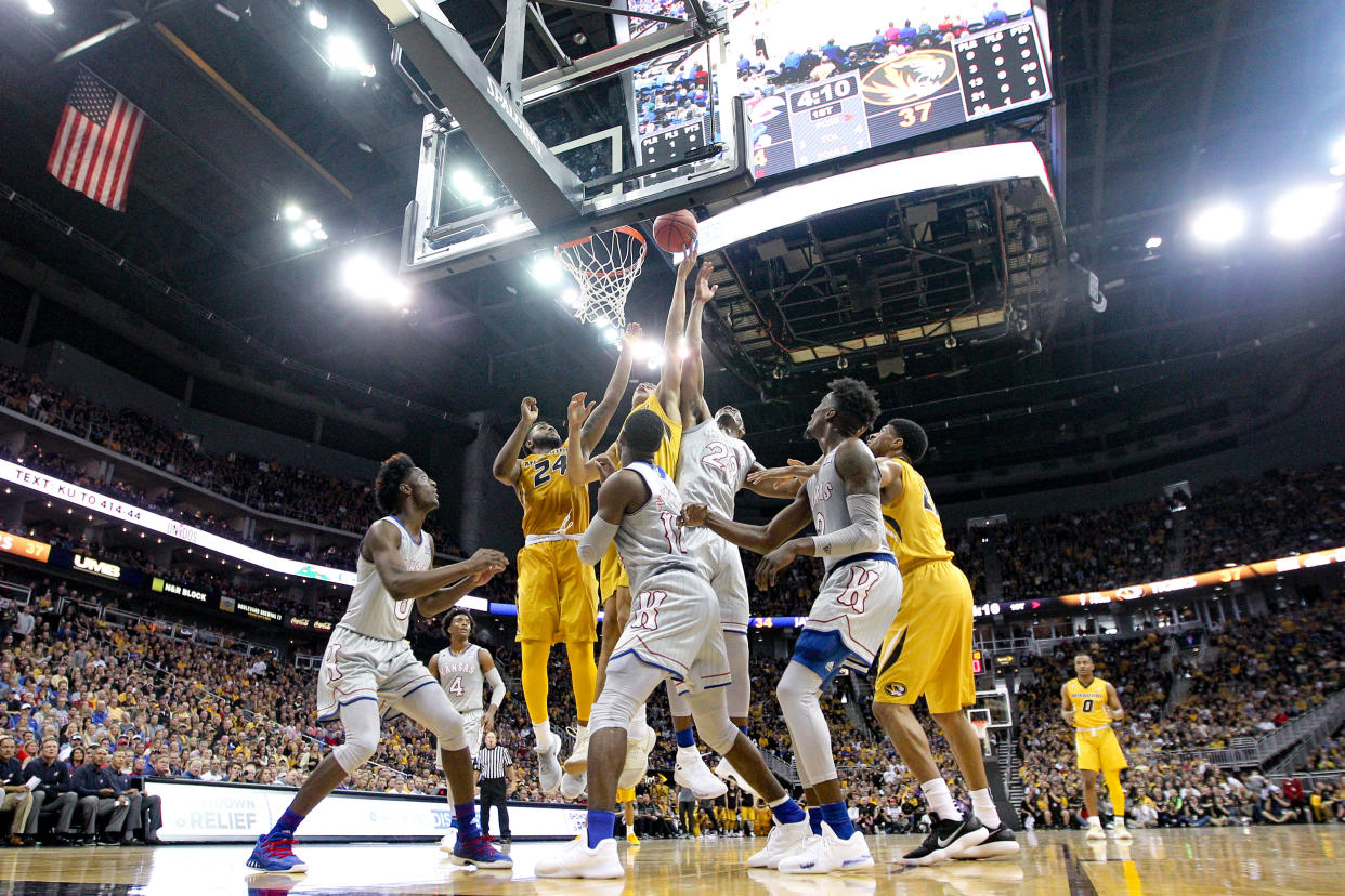 Kansas beat Missouri 93-87. (Getty Images)