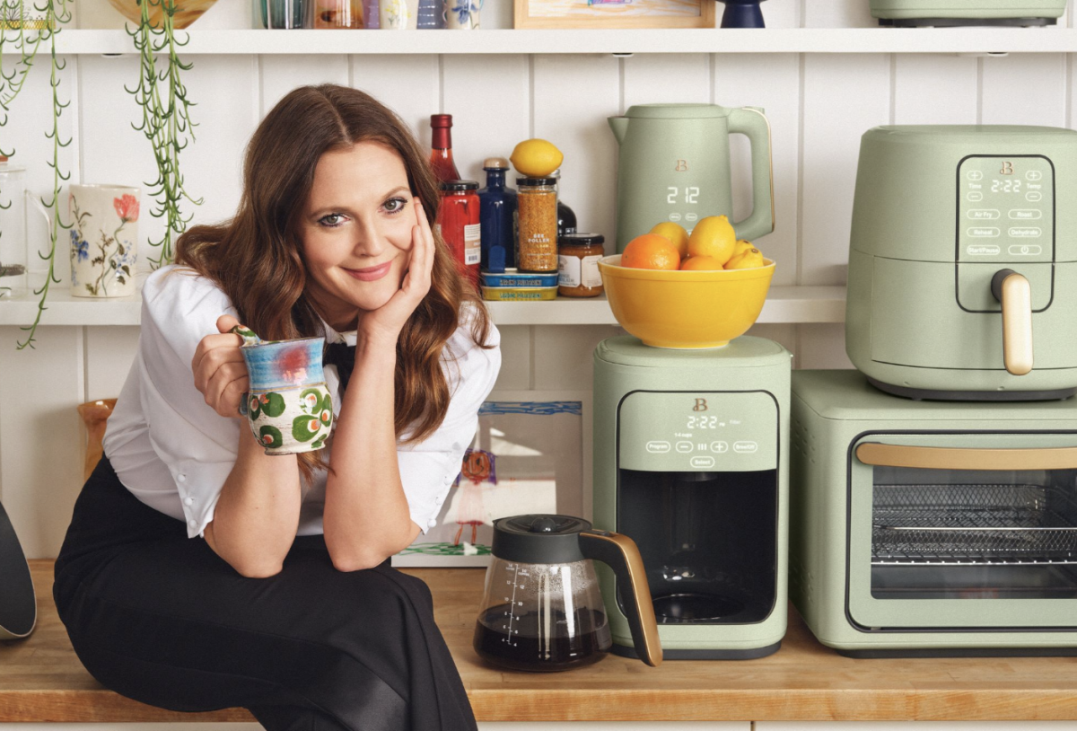 Beautiful 6 Quart Touchscreen Air Fryer Sage Green by Drew Barrymore