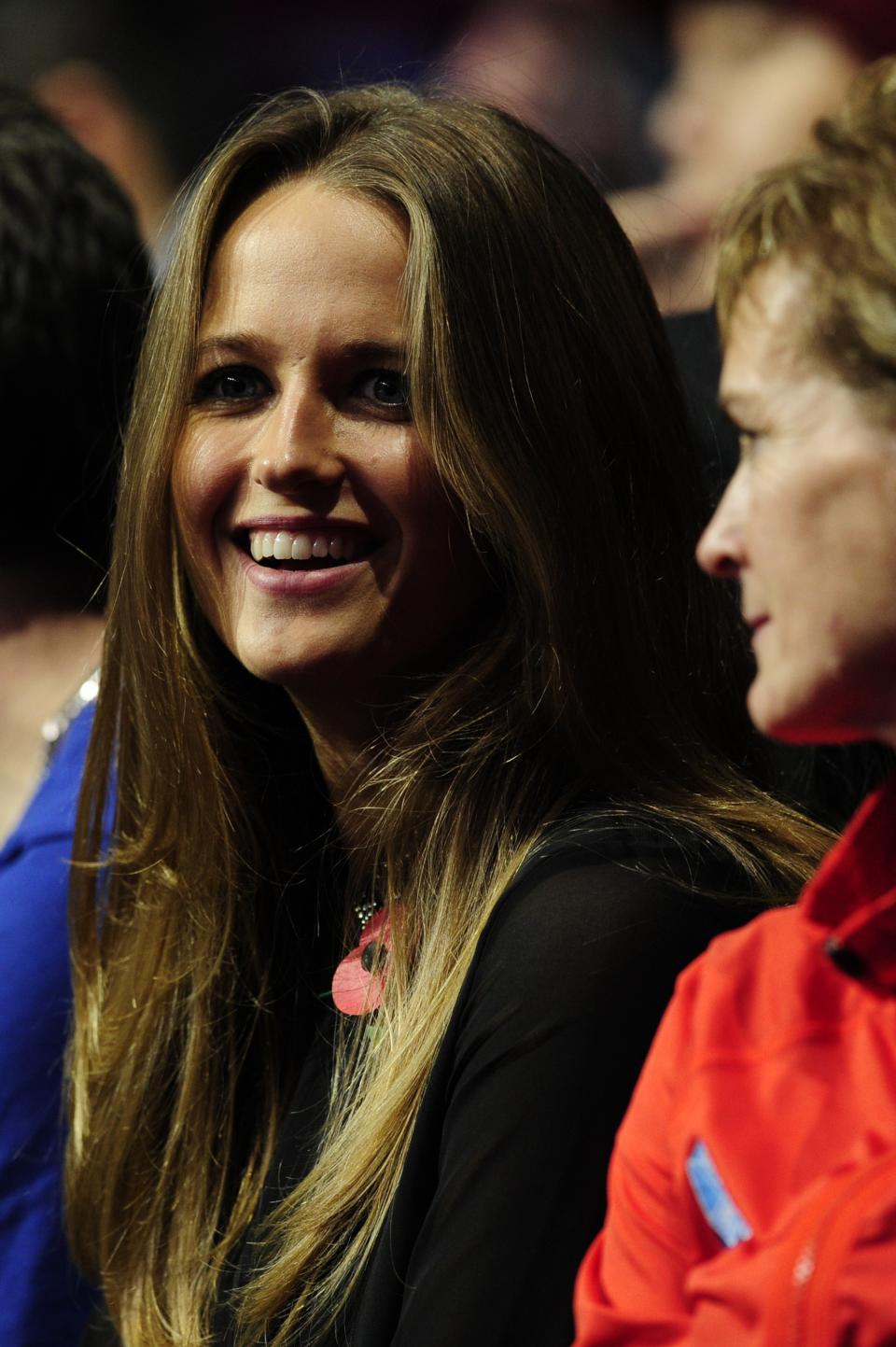 Kim Sears (L), the girlfriend of Britain's Andy Murray, sitting next to Murray's mother Judy (R), watches Murray play against Serbia's Novak Djokovic during their group A singles match in the round robin stage on the third day of the ATP World Tour Finals tennis tournament in London on November 7, 2012. AFP PHOTO / GLYN KIRKGLYN KIRK/AFP/Getty Images