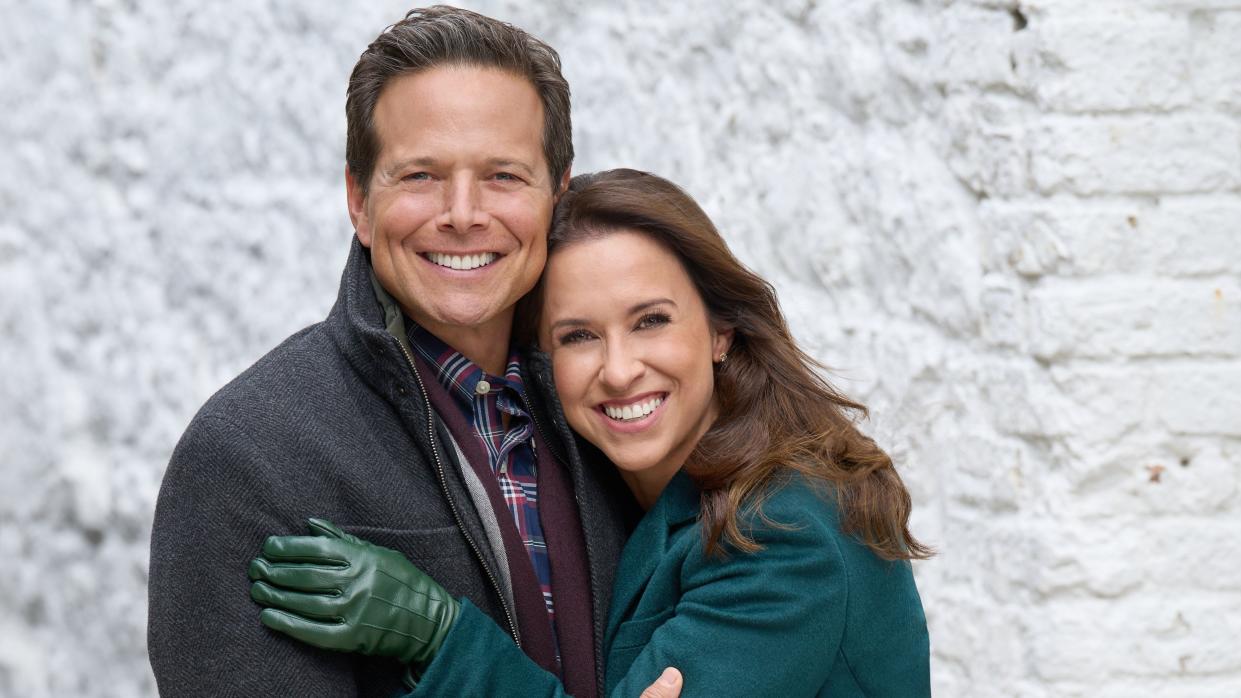  Scott Wolf and Lacey Chabert in a promo image for A Merry Scottish Christmas. 