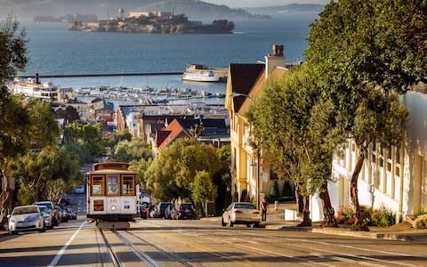 Alcatraz, in the background, was the setting for much of The Rock - Credit: Getty