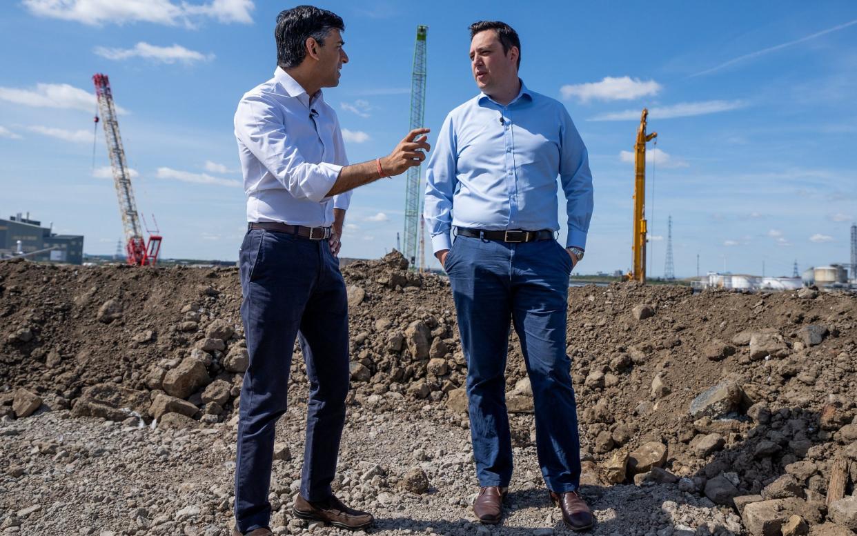 Ben Houchen, pictured with the Tory leadership contender Rishi Sunak on Teesside in July - Charlotte Graham