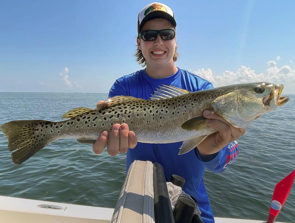 Logan Hancock of Bartow caught this 25-inch speckled trout on a live scaled sardine while fishing in Terra Ceia Bay with Capt. John Gunter this week.