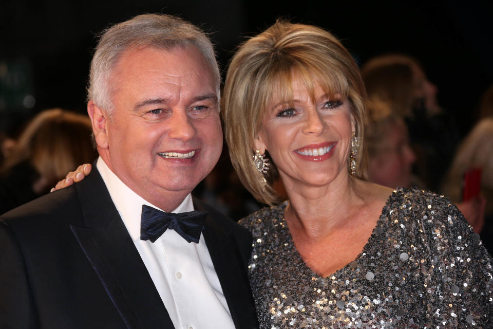 Eamonn Holmes and  Ruth Langsford pose for photographers upon arrival at the National Television Awards in London, Wednesday, Jan. 20, 2016. (Photo by Joel Ryan/Invision/AP)