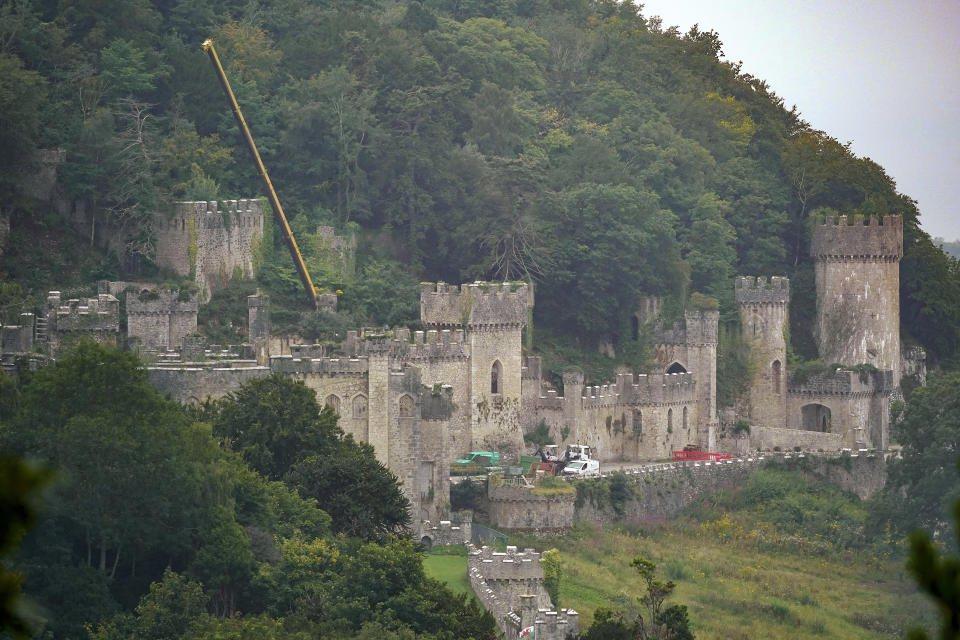 ABERGELE, WALES - AUGUST 14: A general view of Castell Gwyrch on August 14, 2020 in Abergele, Wales. Gwyrch Castle rumoured to be the set of this year's ITV reality TV show "I'm A Celebrity Get Me Out Of Here" Usually filmed in Queensland, Australia, this year's show will be held in the UK due to the Coronavirus Pandemic. Gwrych Castle, is a near derelict Grade I listed country house that stands in 250 acres of gardens and grounds on the North Wales coast. (Photo by Christopher Furlong/Getty Images)