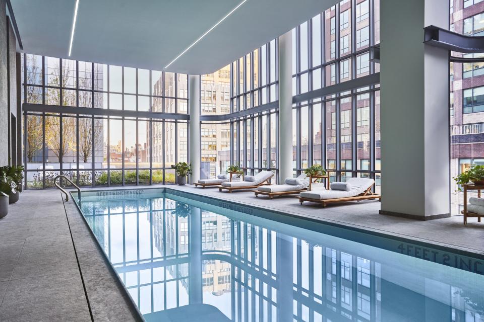 Even the indoor swimming pool of 565 Broome SoHo is flooded with natural light.