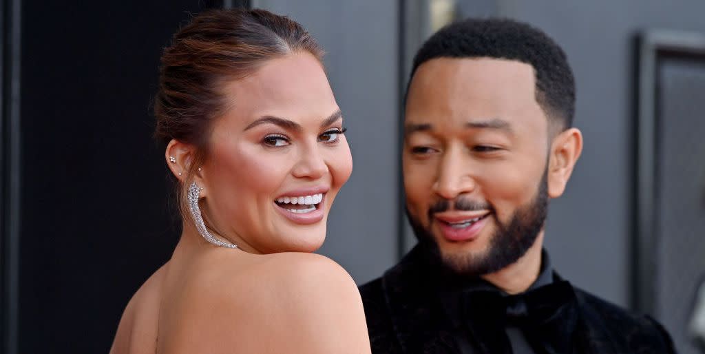 las vegas, nevada april 03 chrissy teigen and john legend attends the 64th annual grammy awards at mgm grand garden arena on april 03, 2022 in las vegas, nevada photo by axellebauer griffinfilmmagic