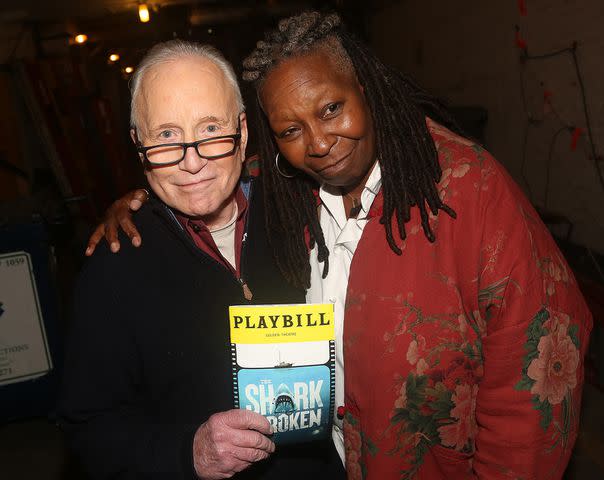 <p>Bruce Glikas/WireImage</p> Richard Dreyfuss and Whoopi Goldberg, backstage at 'The Shark Is Broken' on Oct. 18