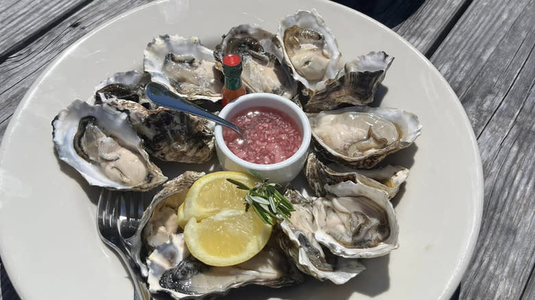 plate of fresh oysters