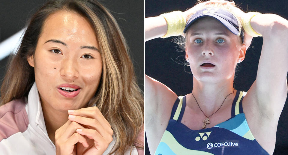 On the left is Australian Open star Zheng Qinwen and Ukraine's Dayana Yastremska on the right.