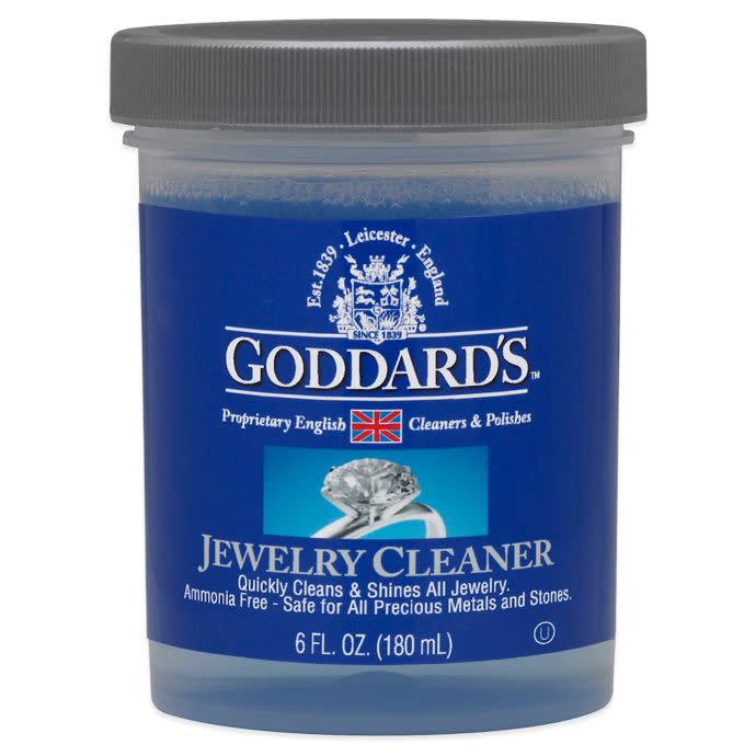 <p><a href="https://www.bedbathandbeyond.com/store/product/goddard-39-s-6-oz-jewelry-cleaner/1012270356" rel="nofollow noopener" target="_blank" data-ylk="slk:Shop Now;elm:context_link;itc:0;sec:content-canvas" class="link ">Shop Now</a></p><p>Goddard's Jewelry Cleaner</p><p>$4.99</p><p>bedbathandbeyond.com</p>