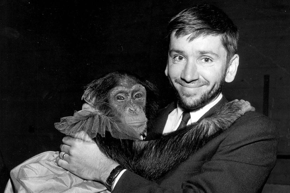 All dressed up: ‘Gilligan’s Island’ star Bob Denver poses with a presumably famous monkey at a Sixties edition of the Patsys (Shutterstock)