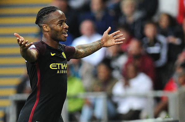 Raheem Sterling is loving life under Pep Guardiola. PHOTO: Getty