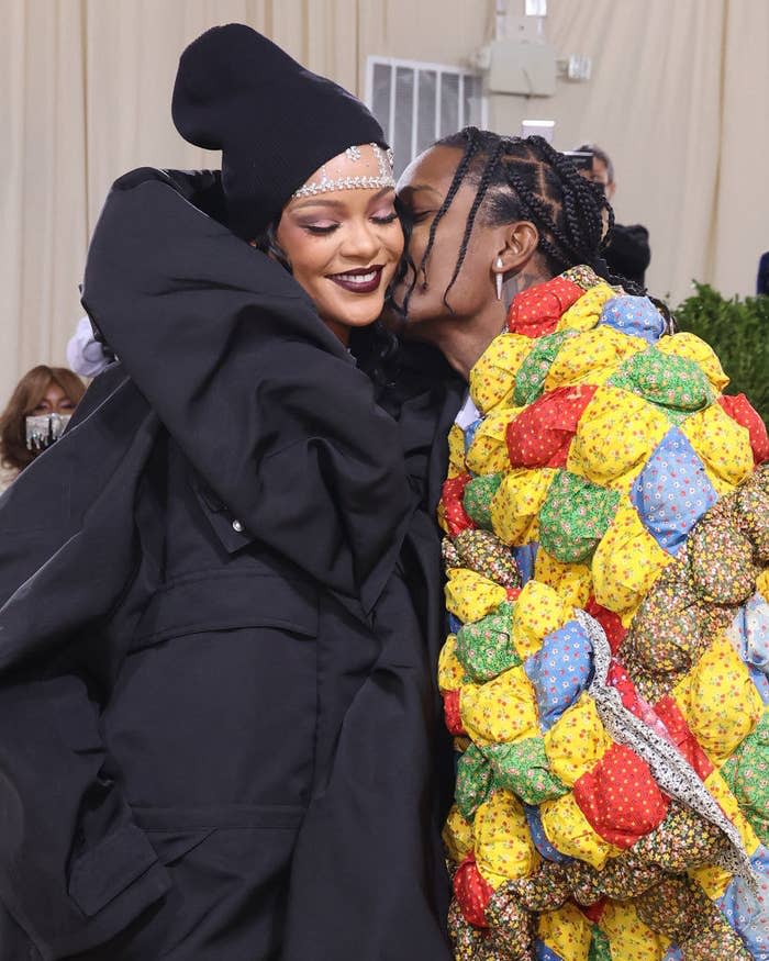 Rihanna (L) and ASAP (R) at the 2021 Met Gala