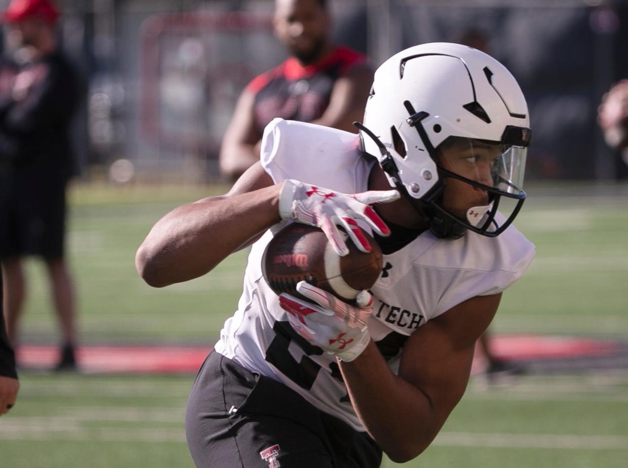 Texas Tech's Anquan Willis works out during football practice, Saturday, Aug. 5, 2023, at the Sports Performance Center.