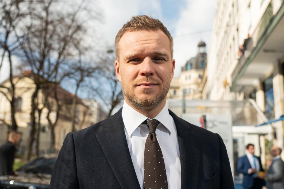 Gabrielius Landsbergis, Minister of Foreign Affairs of Lithuania, at Munich Security Conference 2024 on Feb. 18, 2024. (Olena Zashko / The Kyiv Independent)