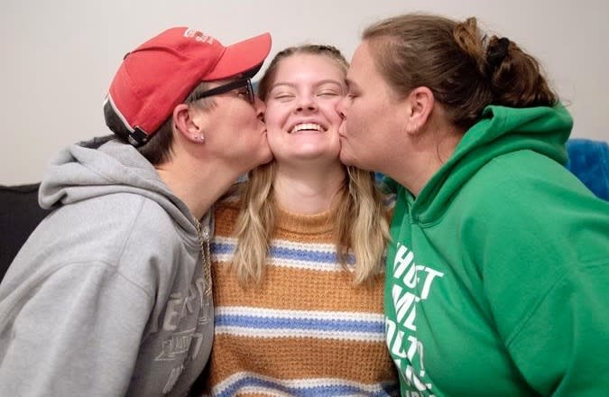 Destiney McDermitt, a Michigan high school student, wanted to do her assignment on gay marriage in honor of her two moms, Angela McDermitt-Jackson and Chris Jackson, but was told it would be offensive by her teacher. (Photo: Destiney McDermitt)