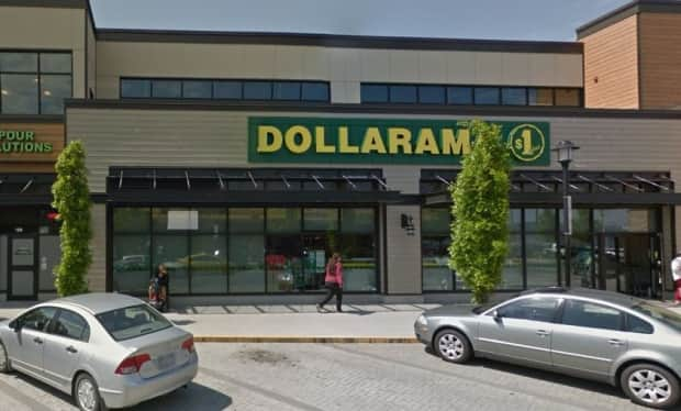 RCMP say a father, 50, was stabbed outside this Dollarama store in Nanaimo, B.C., during an argument over physical distancing. (Google Street View - image credit)