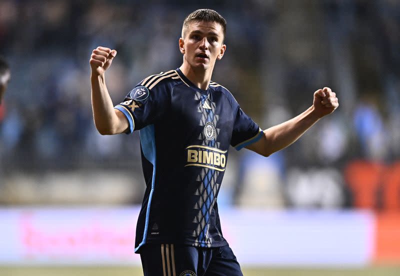 Mikael Uhre celebra tras anotar el gol en tiempo extra con el que Philadelphia Union avanzó a los octavos de final de la Copa de Campeones de la Concacaf