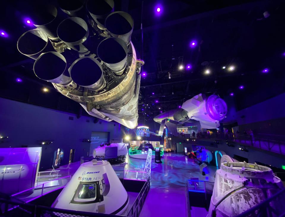 The media got a sneak peek inside Gateway: The Deep Space Launch Complex, the new attraction at Kennedy Space Center Visitor Complex. Besides interactive exhibits and four options for space travel, there are flight flown artifacts including the Orion EFT-1 Capsule, SpaceX Cargo Dragon COTS-2, and a SpaceX Falcon 9 booster. 