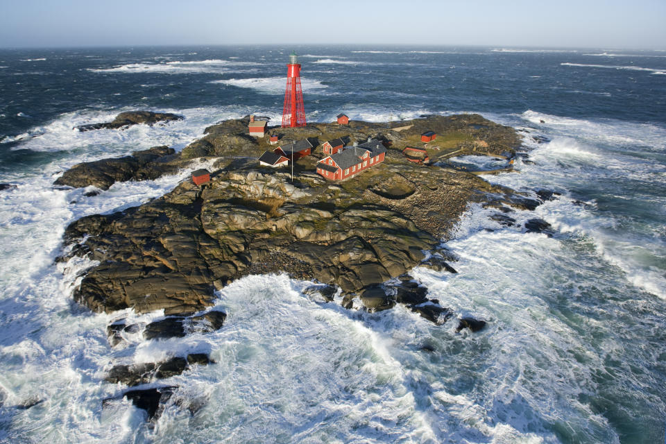 Pater Noster lighthouse on the west coast of Sweden in a full winter storm (50knots wind)