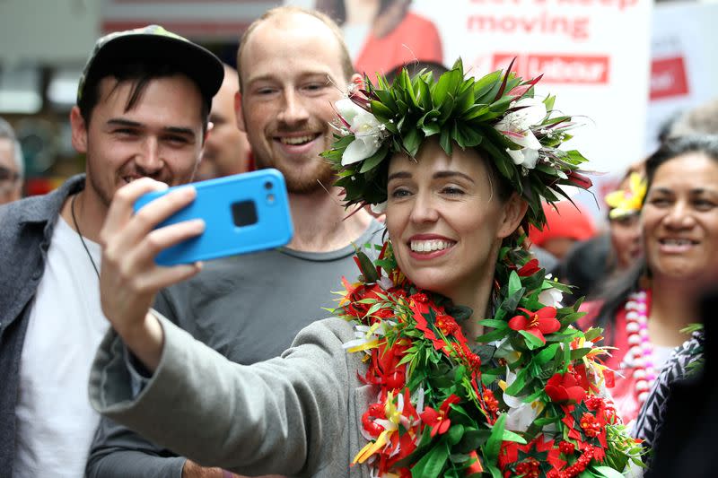 FILE PHOTO: New Zealand Prime Minister Ardern greets supporters in Auckland