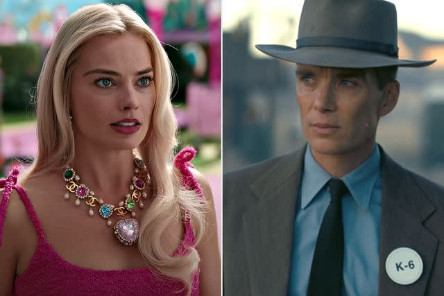 <p>Warner Bros., Universal Pictures</p> Margot Robbie in <em>Barbie</em> (2023); Cillian Murphy in <em>Oppenheimer</em> (2023)