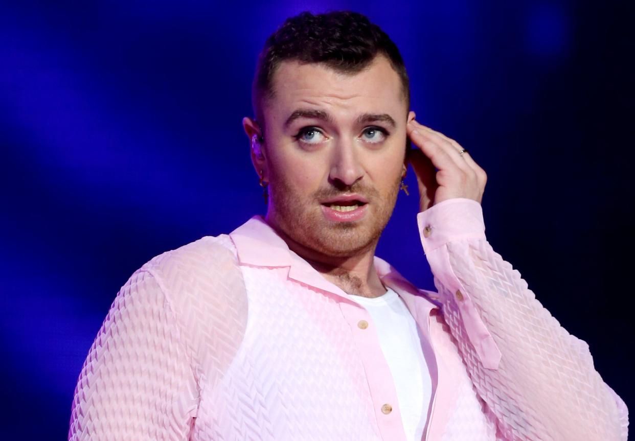 Sam Smith performs on stage during Capital's Jingle Bell Ball in London. 