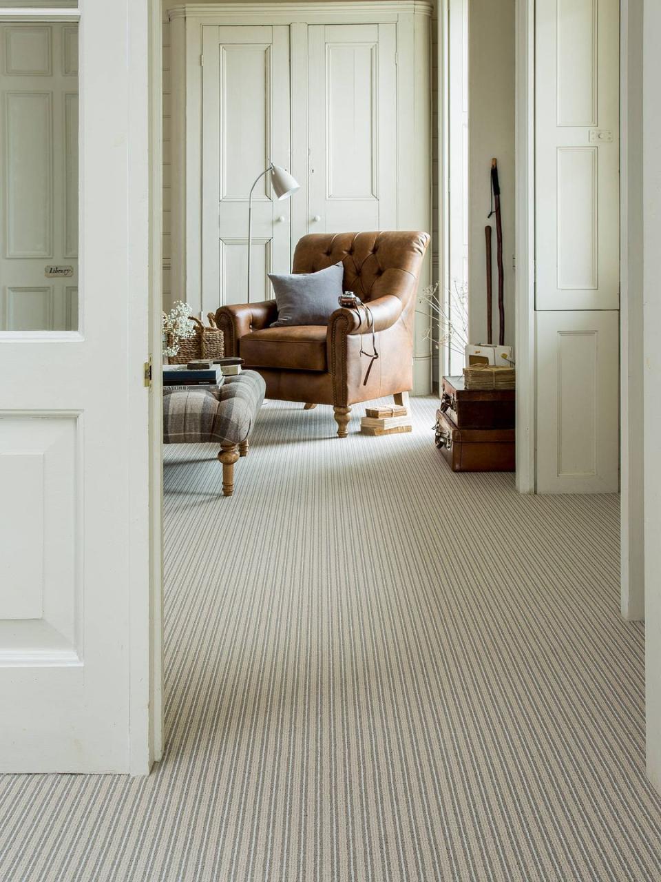 <p>It's common to mix lighter walls with a dark carpet and vice versa to establish a nice contrast, but consider pairing similar colours for an unexpected take. This creamy John Lewis carpet is matched with cream walls for a soft and calming scheme. </p><p>Pictured: <a href="https://www.johnlewis.com/john-lewis-partners-fresh-stripe-37oz-loop-carpet/bonbon/p3196537" rel="nofollow noopener" target="_blank" data-ylk="slk:Fresh Stripe 37oz Loop Carpet, Bonbon at John Lewis;elm:context_link;itc:0;sec:content-canvas" class="link ">Fresh Stripe 37oz Loop Carpet, Bonbon at John Lewis</a></p>