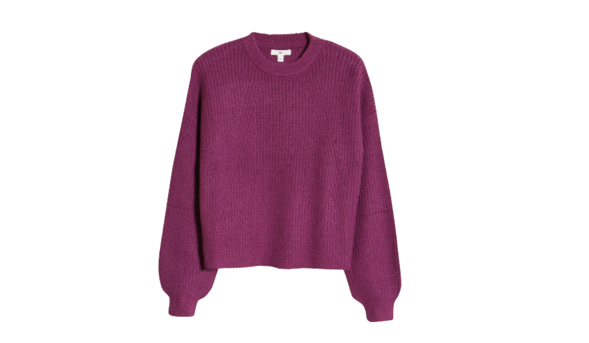 berry-colored sweater