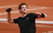 Tennis - French Open - Roland Garros, Paris, France - 25/5/15 Men's Singles - Great Britain's Andy Murray celebrates winning his first round match Action Images via Reuters / Jason Cairnduff Livepic