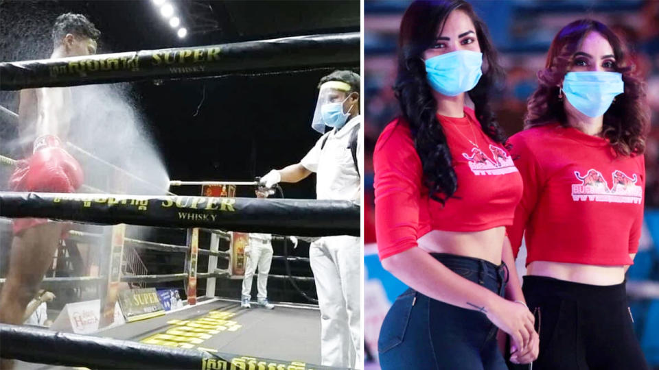 The Nicaraguan boxing event, pictured here using some strict measures amid the crisis.