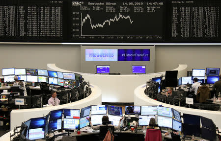 FILE PHOTO: The German share price index DAX graph is pictured at the stock exchange in Frankfurt, Germany, May 14, 2019. REUTERS/Staff