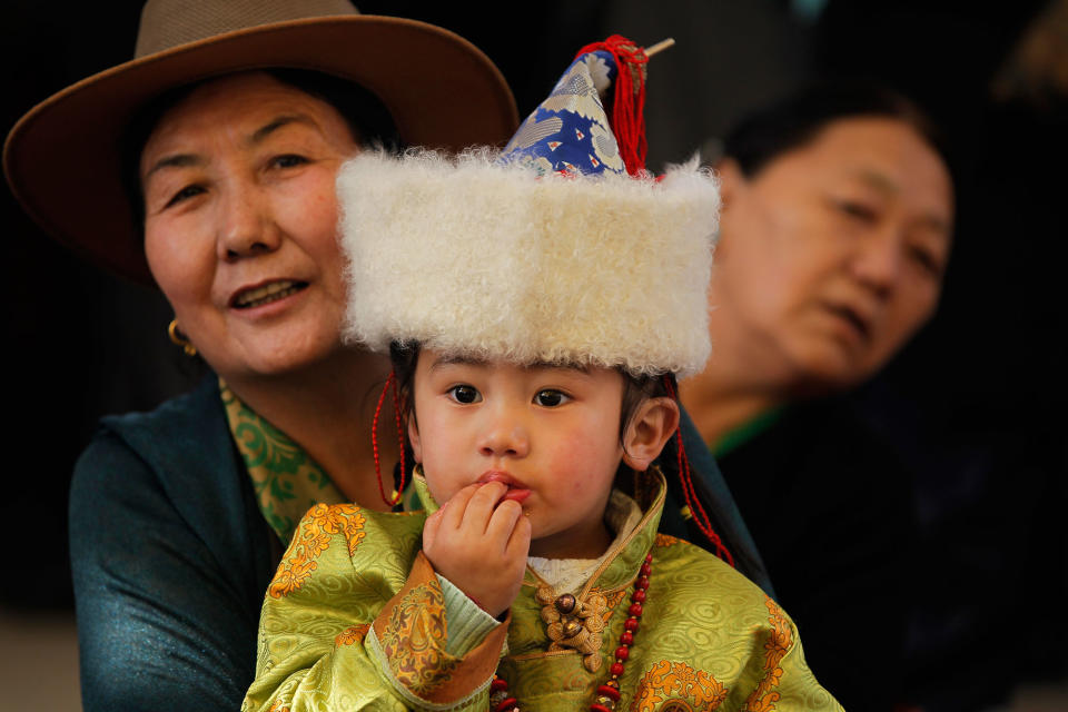 <p>Tibetans gather during a special prayer ceremony on the third day of the Tibetan New Year celebrations in Kathmandu, Nepal, Wednesday, March 1, 2017. (AP Photo/Niranjan Shrestha) </p>