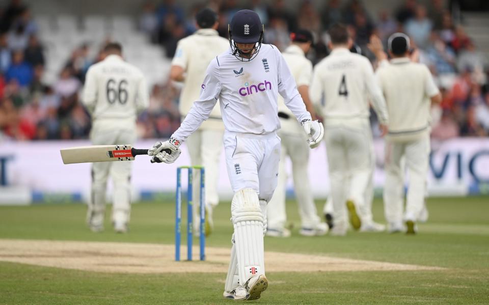 Zak Crawley of England walks off after being dismissed during Day Four of the Third LV= Insurance Test Match at Headingley on June 26, 2022 in Leeds - GETTY IMAGES