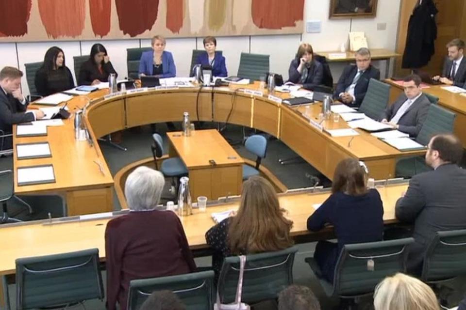 Chair Yvette Cooper at the meeting of MPs with abortion clinic representatives and pro-life campaigners. (Parliament TV)