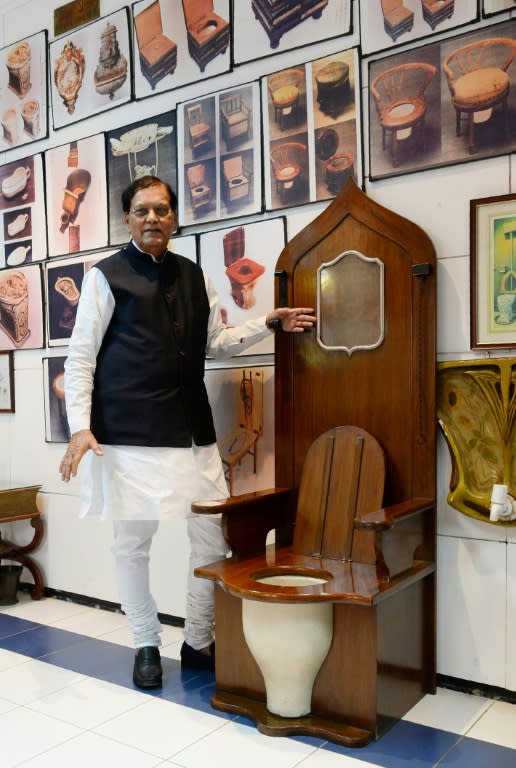 A throne with a built-in commode for a French monarch takes pride of place at a New Delhi toilet museum that is trying to break taboos around doing your business